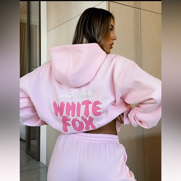 White Fox With Love Always Oversized Hoodie Baby Pink - Picture 7 of 8